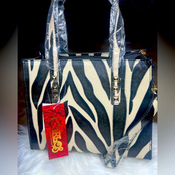 Carlos Santana Zebra Purse & Make Purse - Picture 3 of 6